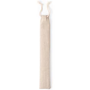 A linen pouch with a drawstring closure, ideal for storing or carrying items like straws.