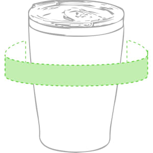 A drink bottle featuring a lid and a light green band around the middle. It has a simple, clean design.
