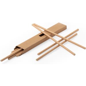 A set of eco-friendly drinking straws in natural colour, packaged in a brown cardboard box.
