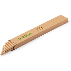 A set of beige drinking straws in a brown cardboard packaging with a logo.