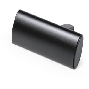 A black cylindrical air freshener with a clip attachment. It has a sleek, matte finish.