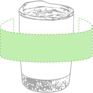 An insulated travel mug with a solid base and a smooth top, featuring a branding area.