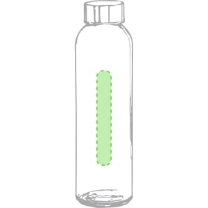 A drink bottle with a transparent design, featuring a green accent and a screw-on lid.