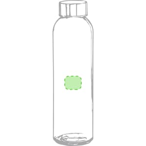 A drink bottle with a transparent design and a green accent. It has a screw-top lid and features a logo.