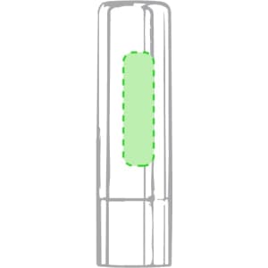 A green Tarian Lip Balm in a cylindrical tube with a transparent window and a logo.