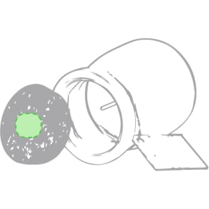 A green and grey aromatic candle in a round container, featuring a clean design and a branding logo.