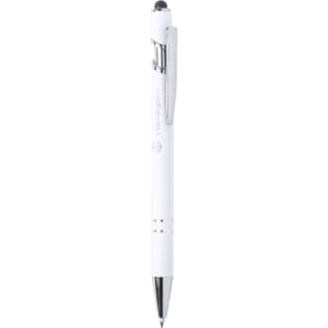 A white Lekor Stylus Touch Ball Pen with a silver clip and tip, featuring a logo on the barrel.