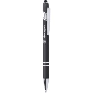 A black Lekor Stylus Touch Ball Pen with a chrome clip and branding on the barrel.