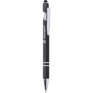A stylish black Lekor Stylus Touch Ball Pen with silver accents and a logo on the side.