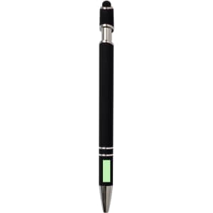 A black Lekor Stylus Touch Ball Pen featuring a sleek design with a silver clip and a logo on the barrel.