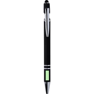 A black Lekor Stylus Touch Ball Pen with a shiny silver clip and an accent detail in green.
