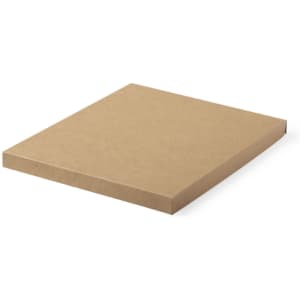 A square, kraft brown cardboard box with a flat lid, suitable for packaging notebooks or office supplies.