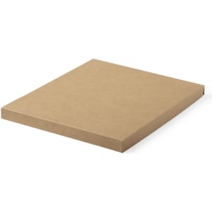A square, brown cardboard box with a flat lid, suitable for packaging or storage.