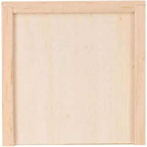 A plain, wooden game board framed in light timber, featuring a smooth, unpainted surface.