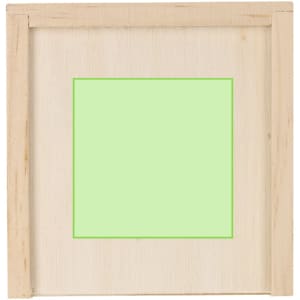 A wooden frame with a light natural finish and a green inner border. The centre is empty for customisation.