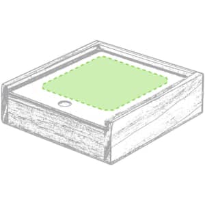 A wooden game box featuring a green insert, designed for the Pelkat Game Set. It includes a logo on the packaging.