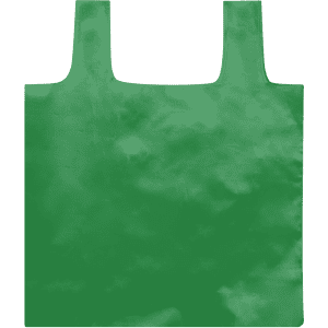 A green foldable bag with two handles and a simple design, featuring a logo.