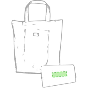 A foldable reusable grocery bag in light grey with matching handles and a small branded logo.