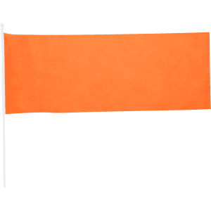 An orange pennant flag on a white pole, suitable for exhibitions and events.