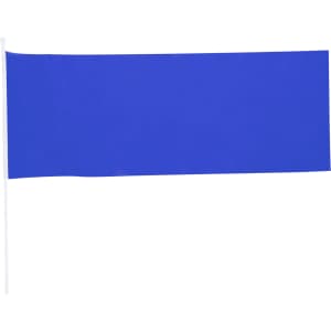 A blue pennant flag with a white pole, suitable for exhibitions and events.