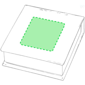 A green Leryl Notepad with a square section on the cover, featuring a logo.