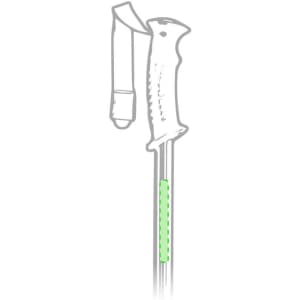 A green Brulen walking pole with a textured grip handle, designed for outdoor leisure activities. It features a branding logo.