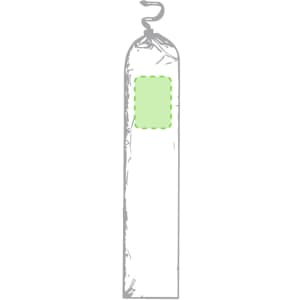 A set of Brulen walking poles in a protective bag, featuring a hook for hanging and a blank green label area.