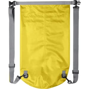 A yellow Tayrux backpack with grey straps and clips, featuring a simple, functional design.