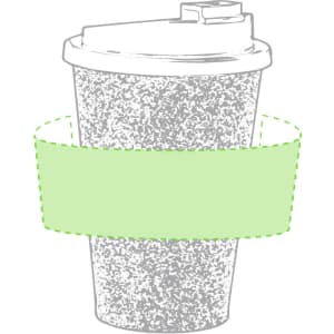 A drink bottle with a textured finish, featuring a green band and a lid, designed for insulated travel use.