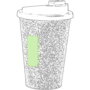 A drink bottle with a textured grey finish and a green accent, featuring a lid and a logo on the side.