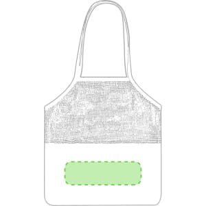 A tote bag featuring a textured grey upper section and a solid green panel at the bottom. It has a logo.
