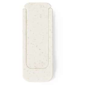 A cream-coloured webcam cover with a simple, minimalist design and a discreet branding logo.