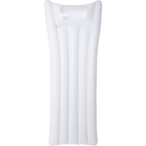 A white Monvar air mattress with a contoured design and built-in headrest, featuring multiple air chambers.