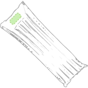A green and white air mattress with a sleek design, featuring a branding logo. Ideal for outdoor leisure activities.