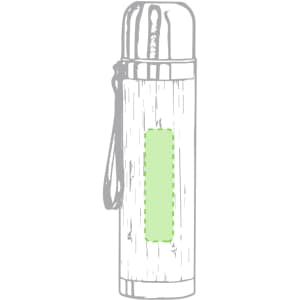A drink bottle with a sleek design, featuring a silver colour and a logo, ideal for keeping beverages hot or cold.
