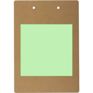 A brown organiser with a light green insert, featuring two holes at the top and a simple design.