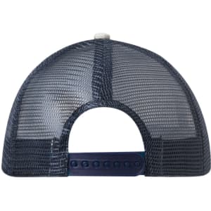 A navy blue cap with a mesh back and adjustable strap. Features a logo on the side.