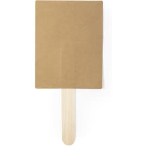 A brown cardboard sign on a wooden stick. The sign is blank with no text or images.
