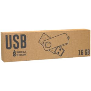 A 16GB USB memory drive packaged in a brown, eco-friendly box with a simple design and logo.