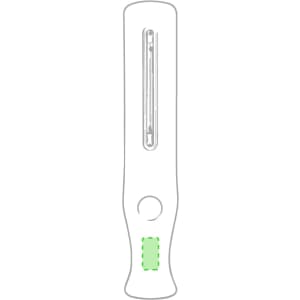 A sleek white UV sterilizer lamp with a long design and a power button, featuring a spring green highlight.