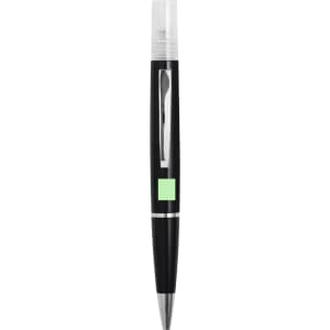 A black spray pen with a clear cap and metallic accents, featuring a small square logo.