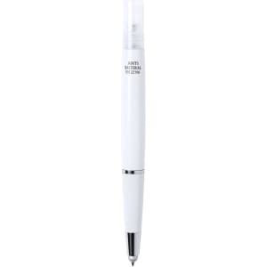 A white multifunction antibacterial pen with a glossy finish and a silver accent. Features a logo on the barrel.