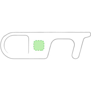 A green antibacterial keyring tool with an elongated design and a circular end, suitable for contactless use.