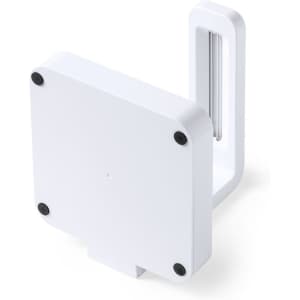 A white UV sterilizer lamp with a square base and a vertical arm, featuring black rubber feet and a sleek design.