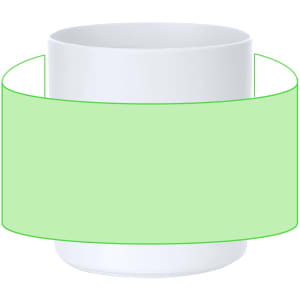 A white coffee mug with a smooth finish, featuring a circular design area for custom branding.