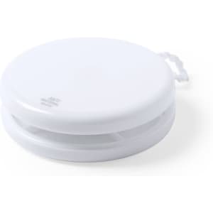 A white antibacterial yoyo with a circular design and a textured surface for grip. It features a simple logo.