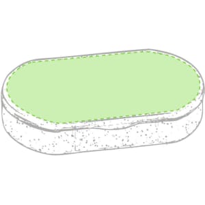 A green antibacterial pillbox with a smooth, rounded design. The product is made from hemp materials and features a logo.