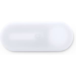 A white, oval-shaped antibacterial webcam cover with a smooth surface and a subtle logo.
