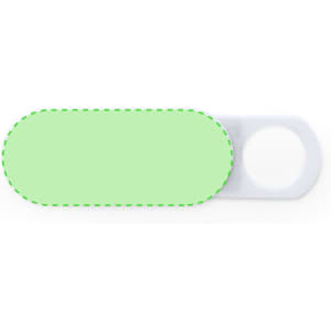 A green antibacterial webcam cover with a circular opening and a smooth, white backing.