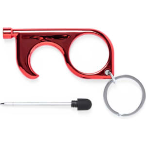 A red Cimak Keyring Anticontact tool with a keyring and a removable stylus attachment.